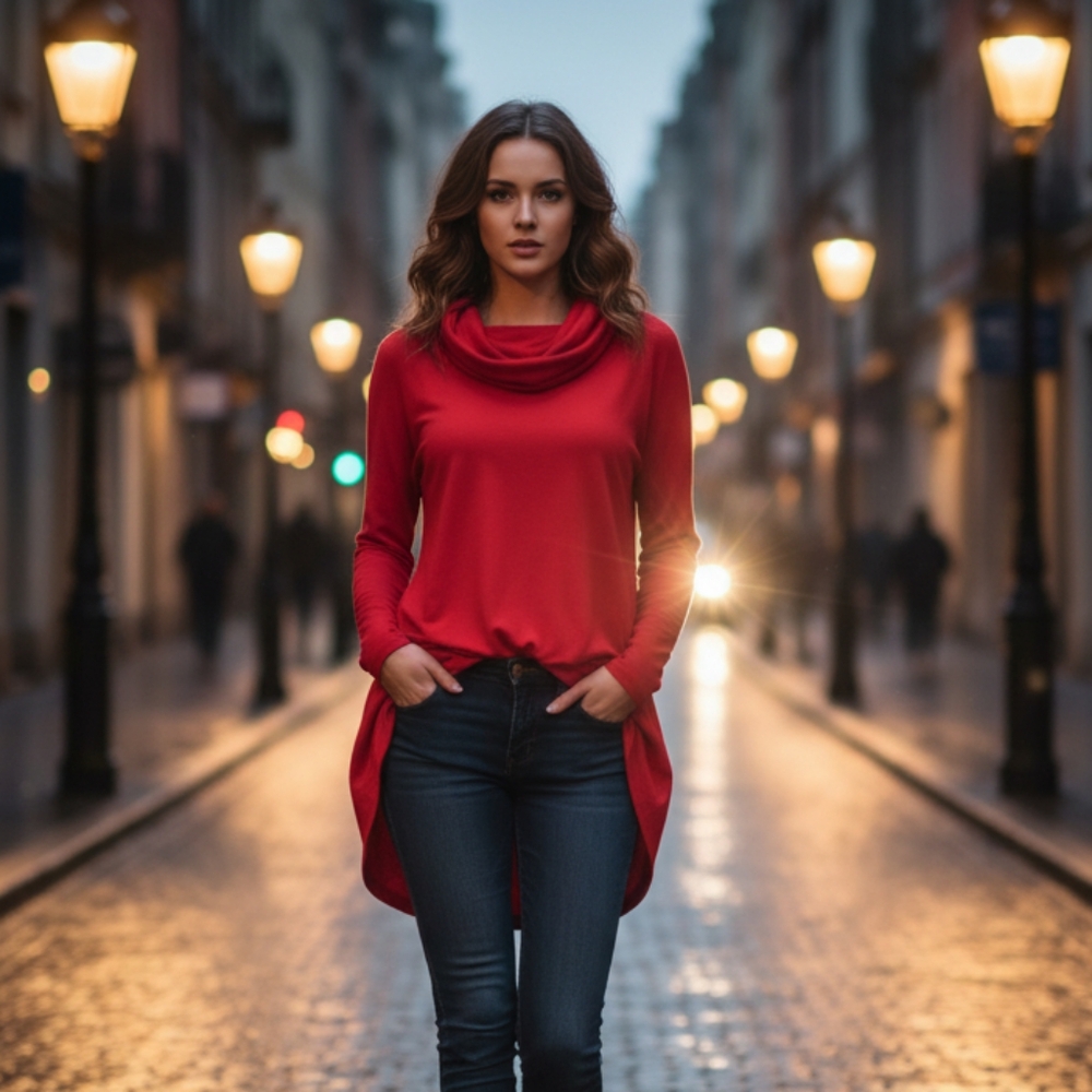 Cute Red Cowl Neck Cuddlduds Dress